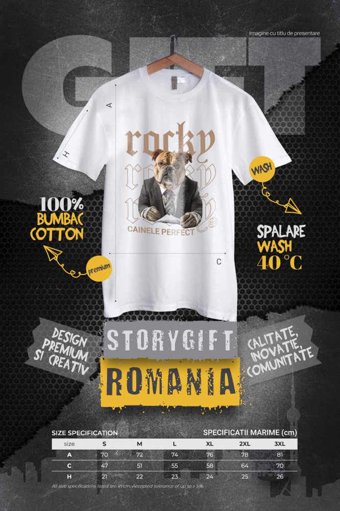 Tricou Barbati cu Animal Contabil in Costum, Peronalizata cu Numele si Poza Animalului Tau cu imprimeu pe Fata, 100% Bumbac, Alb, XS [4]