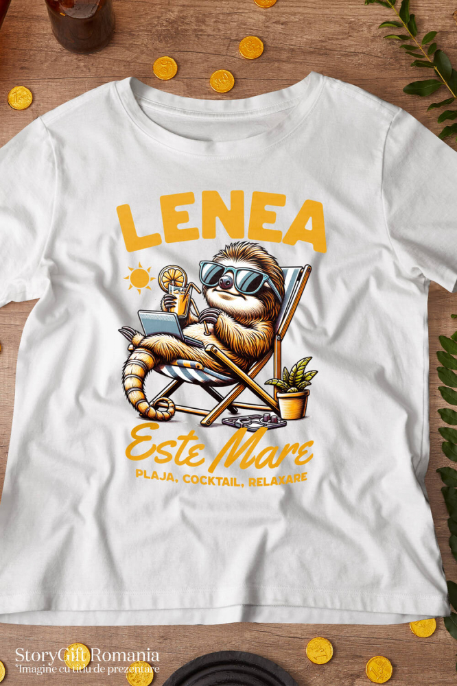 Tricou Femei, Barbati, Copii, Fata, Baiat, Unisex Personalizat Animal Leneș Pe Plajă – Cadou Personalizat Funny Pentru Familie & Prieteni [3]