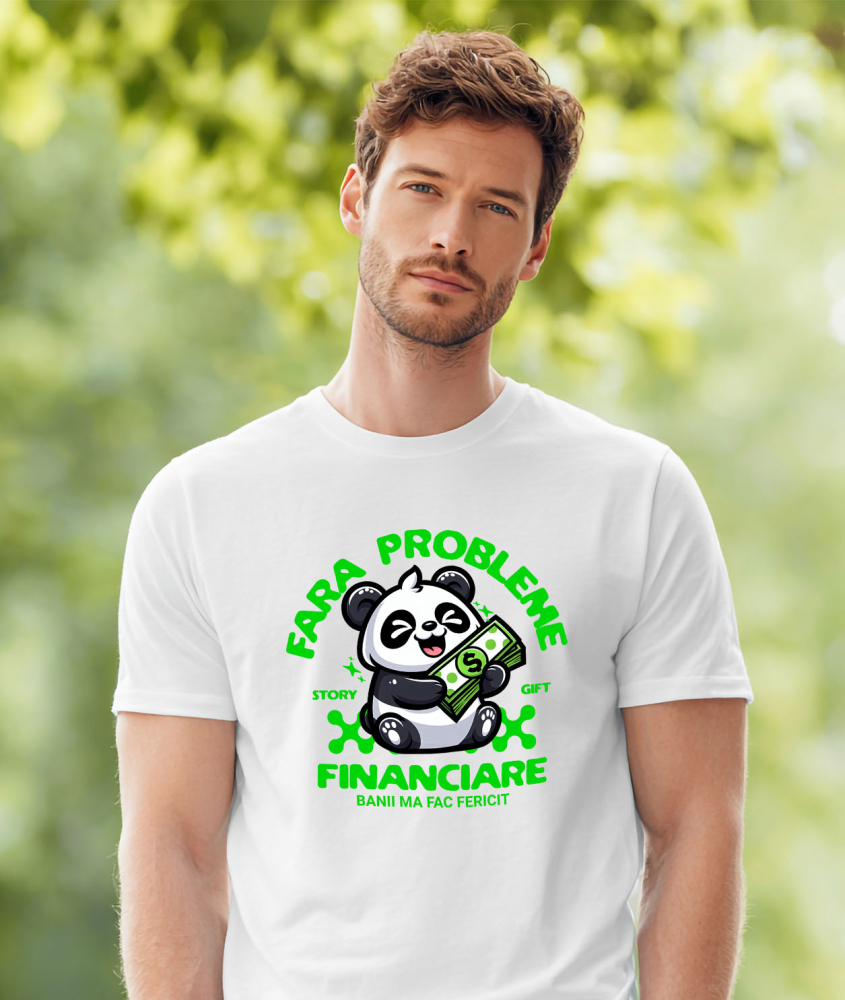 Tricou Femei, Barbati, Copii, Fata, Baiat, Unisex Personalizat Urs Panda Fericit Cu Bancnote Verzi - Succes, Noroc și Bogăție [2]