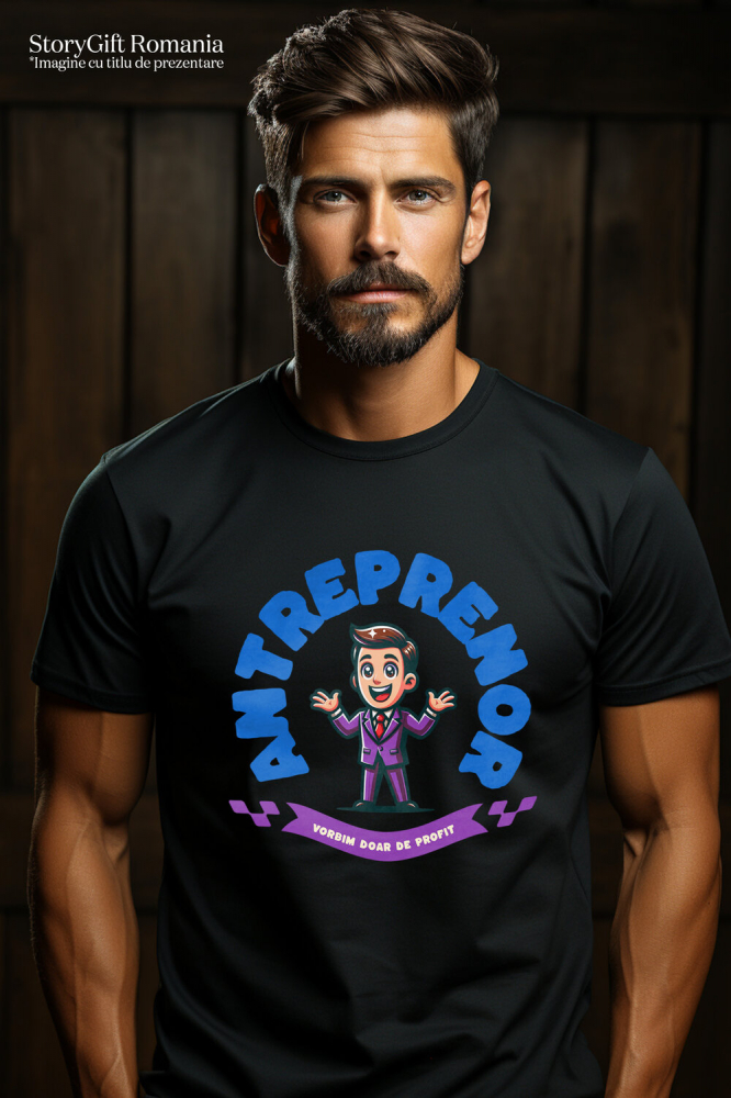 Tricou Femei, Barbati, Copii, Fata, Baiat, Unisex Personalizat Bărbat în Costum Mov cu Cravată Roșie – Design Animat Vesel [2]