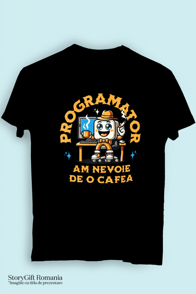 Tricou Femei, Barbati, Copii, Fata, Baiat, Unisex Personalizat Animație Programator IT – Cafea, Codare și Digitalizare [3]