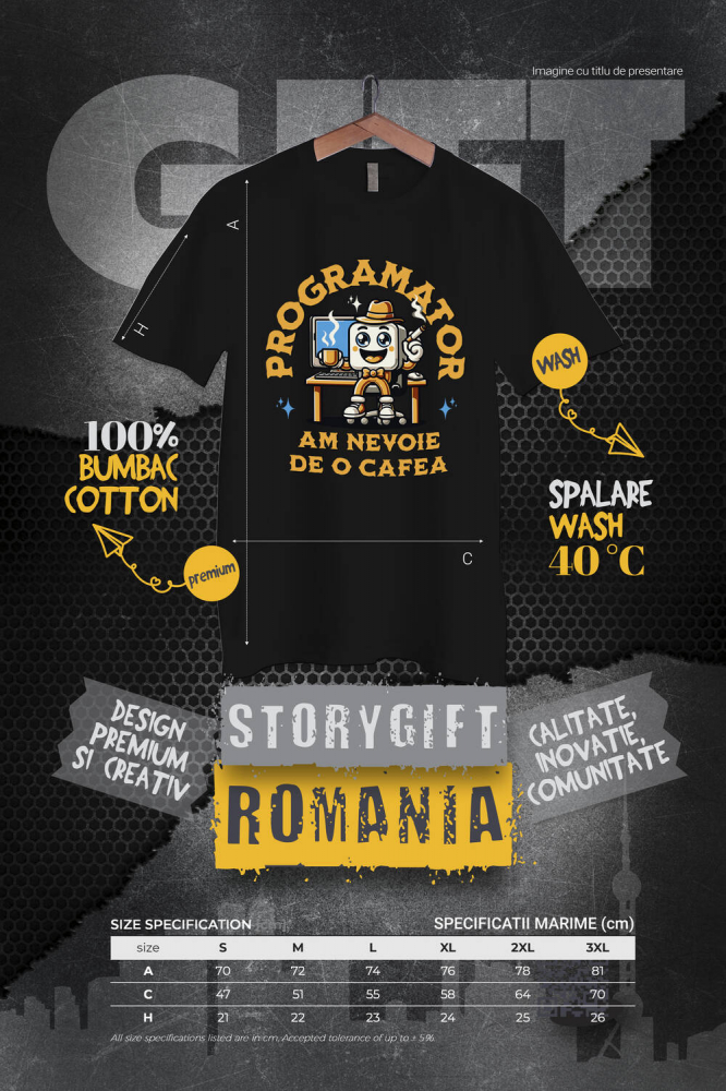 Tricou Femei, Barbati, Copii, Fata, Baiat, Unisex Personalizat Animație Programator IT – Cafea, Codare și Digitalizare [4]