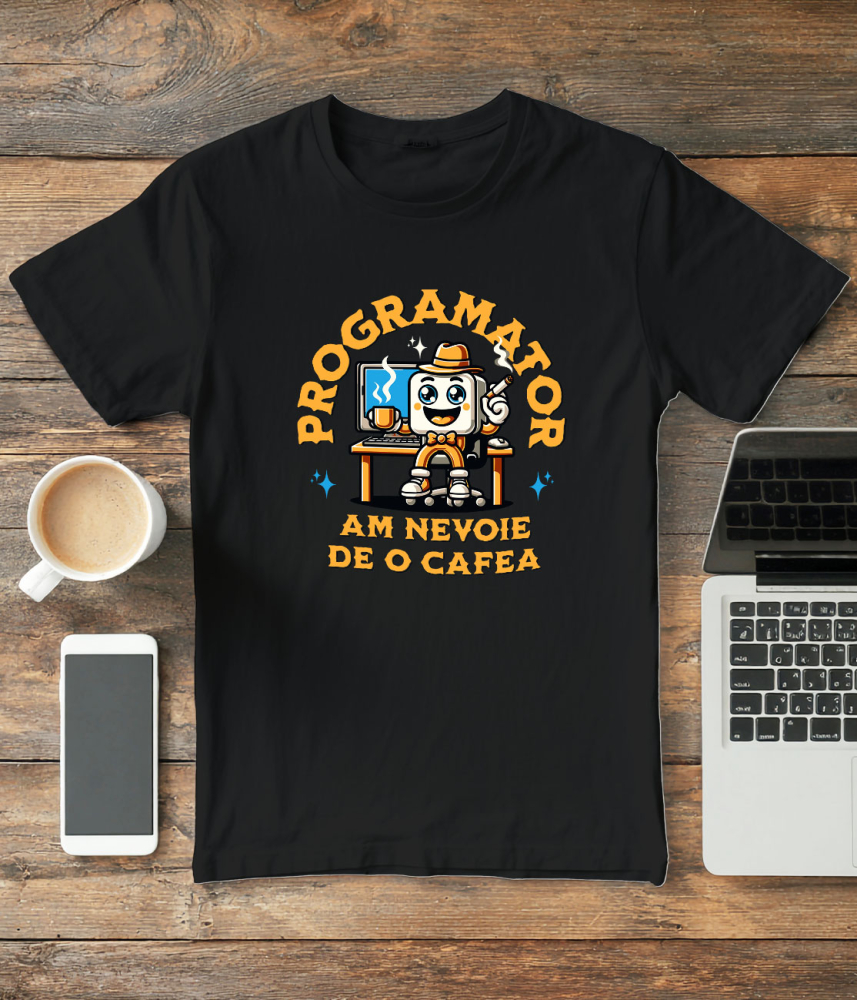 Tricou Femei, Barbati, Copii, Fata, Baiat, Unisex Personalizat Animație Programator IT – Cafea, Codare și Digitalizare [3]