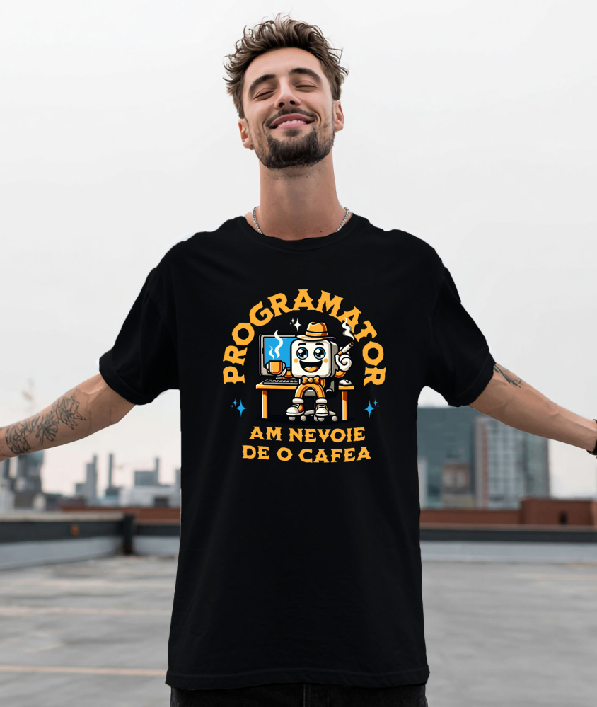 Tricou Femei, Barbati, Copii, Fata, Baiat, Unisex Personalizat Animație Programator IT – Cafea, Codare și Digitalizare [2]