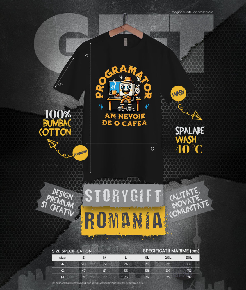 Tricou Femei, Barbati, Copii, Fata, Baiat, Unisex Personalizat Animație Programator IT – Cafea, Codare și Digitalizare [4]