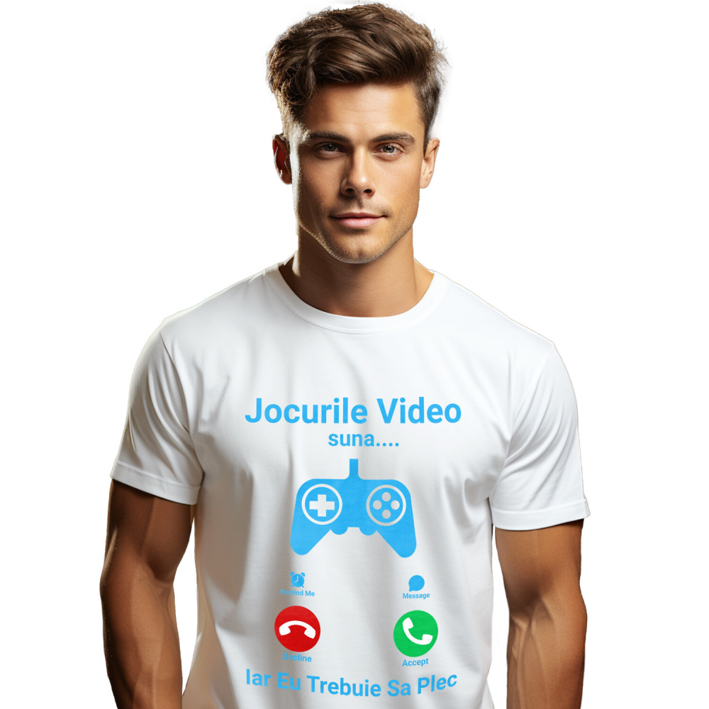 Tricou Femei, Barbati, Copii, Fata, Baiat, Unisex Personalizat Maneta Jocuri Video „Jocurile Video Sună Trebuie Să Plec” - Cadou Personalizat Gameri [1]