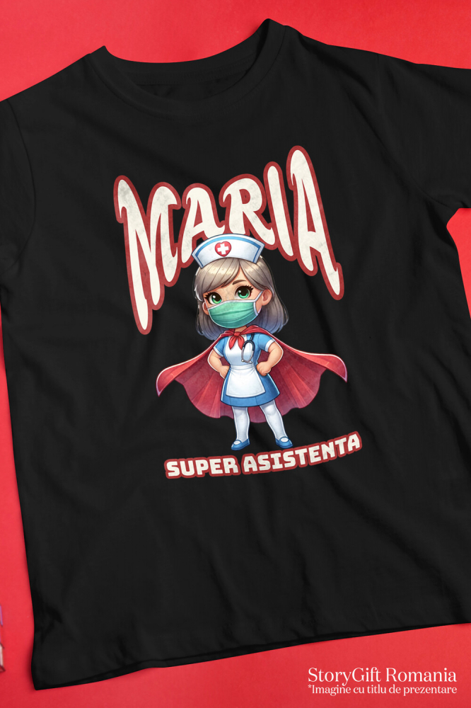 Tricou Femei, Barbati, Copii, Fata, Baiat, Unisex Personalizat Asistentă Medicală Super Erou – Design Personalizat pentru Cadouri [3]