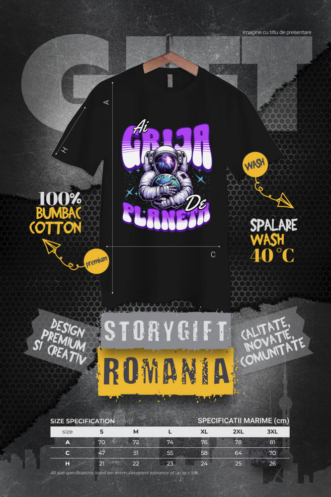 Tricou Femei, Barbati, Copii, Fata, Baiat, Unisex Personalizat "Produse personalizate ecologice – Astronaut în costum spațial îmbrățișând planeta Pământ" [4]