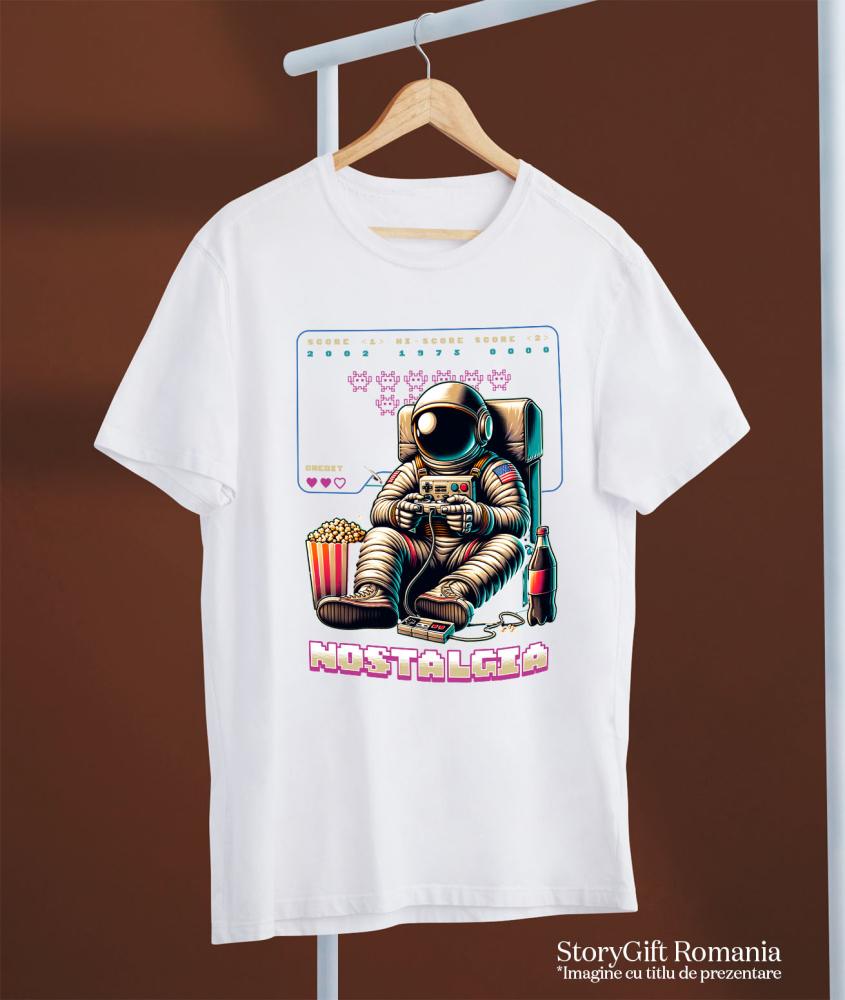 Tricou Femei, Barbati, Copii, Fata, Baiat, Unisex Personalizat Astronaut în Costum Jucându-se Jocuri Video - Cadou Personalizat „Nostalgia Relaxare Gamer” pentru Familie și Prieteni [3]