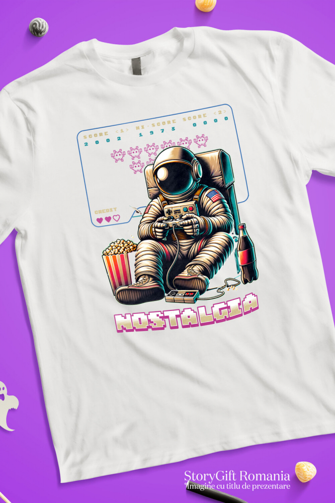 Tricou Femei, Barbati, Copii, Fata, Baiat, Unisex Personalizat Astronaut în Costum Jucându-se Jocuri Video - Cadou Personalizat „Nostalgia Relaxare Gamer” pentru Familie și Prieteni [3]