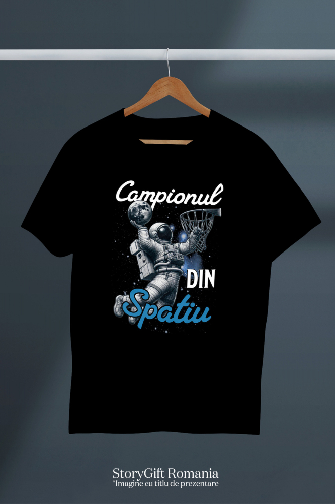 Tricou Femei, Barbati, Copii, Fata, Baiat, Unisex Personalizat Astronaut În Spațiu și Minge Baschet – Cadou Sportiv Motivațional pentru Echipe [3]