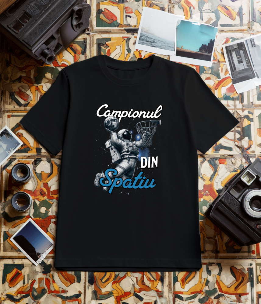Tricou Femei, Barbati, Copii, Fata, Baiat, Unisex Personalizat Astronaut În Spațiu și Minge Baschet – Cadou Sportiv Motivațional pentru Echipe [3]