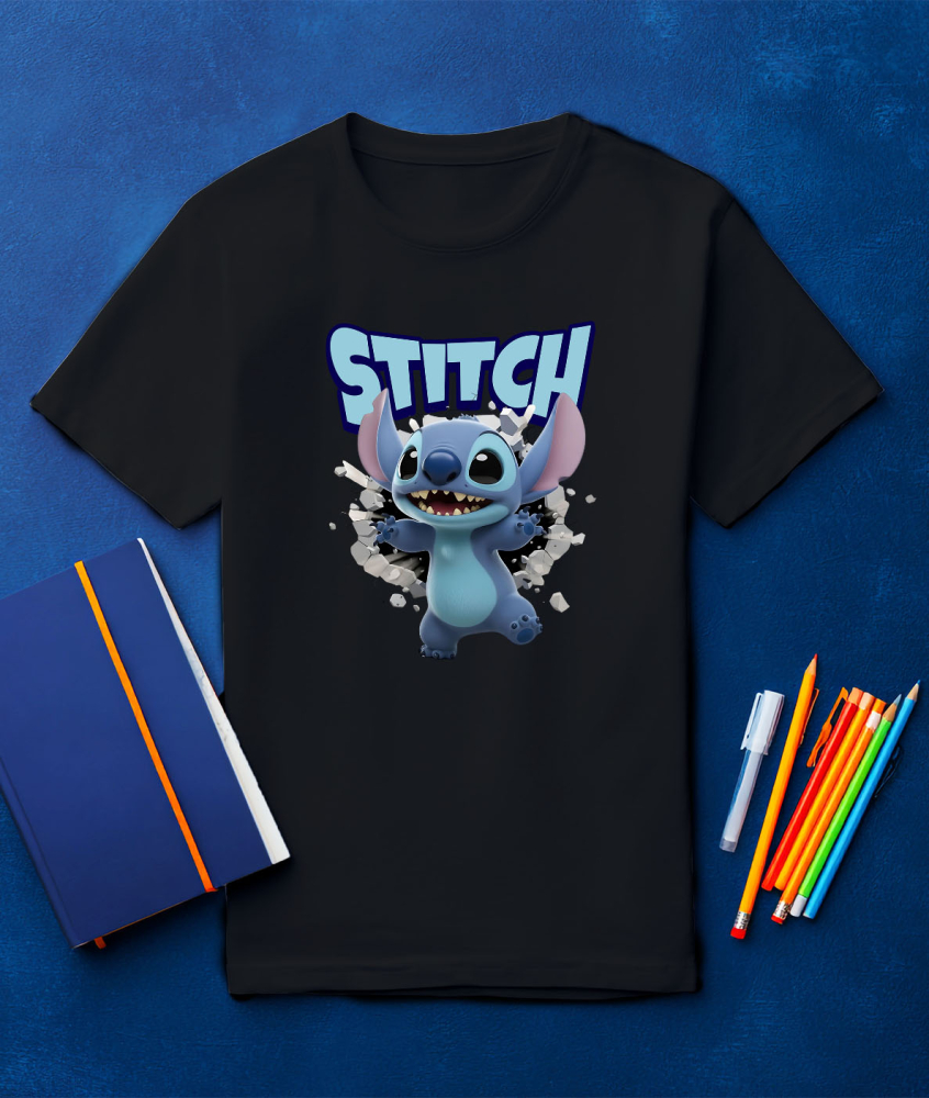 Tricou Barbati cu Aventuri Stitch Intr-un Cadru Fermecat 100% Bumbac, Negru, M [3]