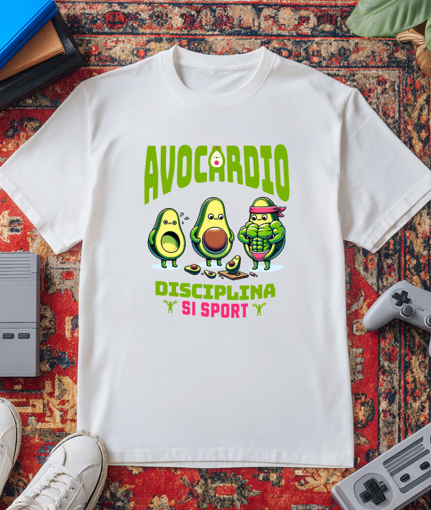 Tricou Femei, Barbati, Copii, Fata, Baiat, Unisex Personalizat : Avocado și Evoluția Fitness – Motivație și Disciplină pentru Sportivi [3]