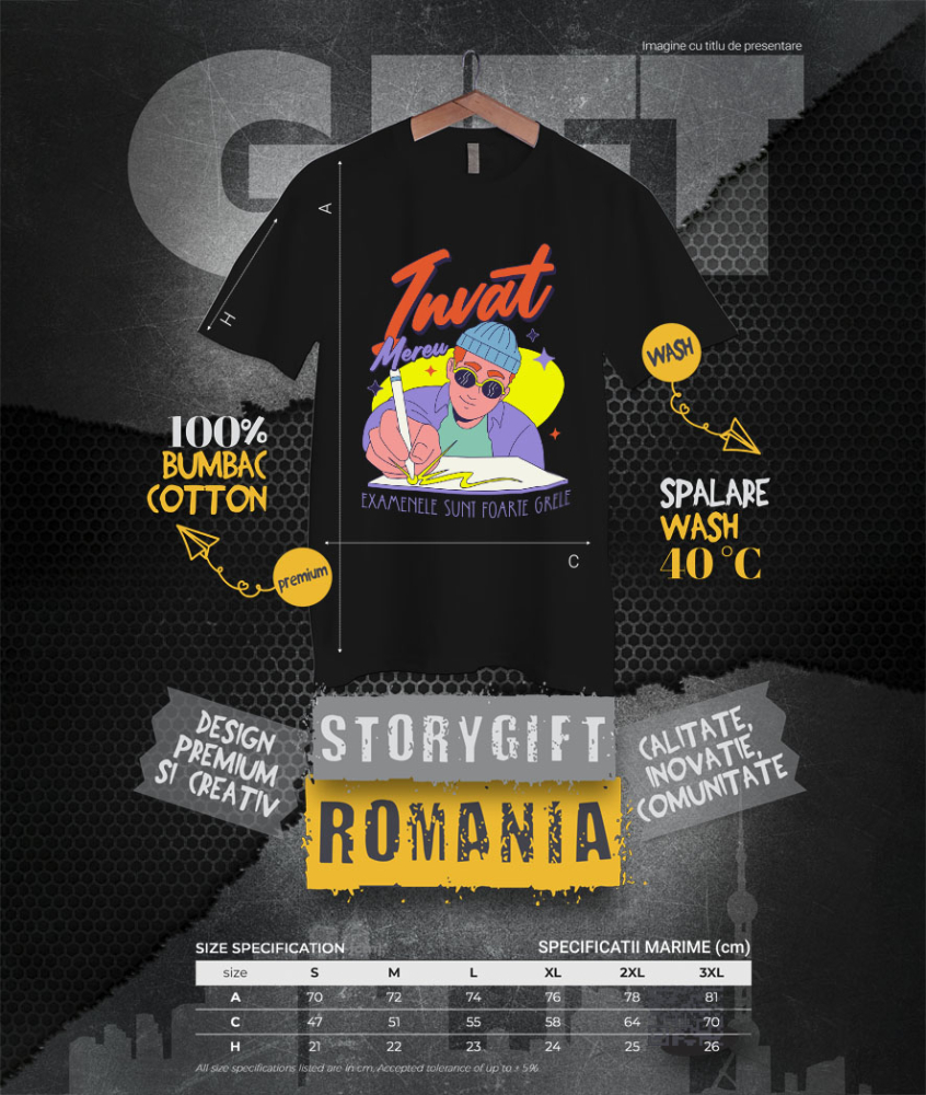 Tricou Femei, Barbati, Copii, Fata, Baiat, Unisex Personalizat Tricou Personalizat Băiat Hip Hop – "Învăț Mereu, Examenele Sunt Foarte Grele" | Cadou pentru Studenți și Iubitori de Educație [4]