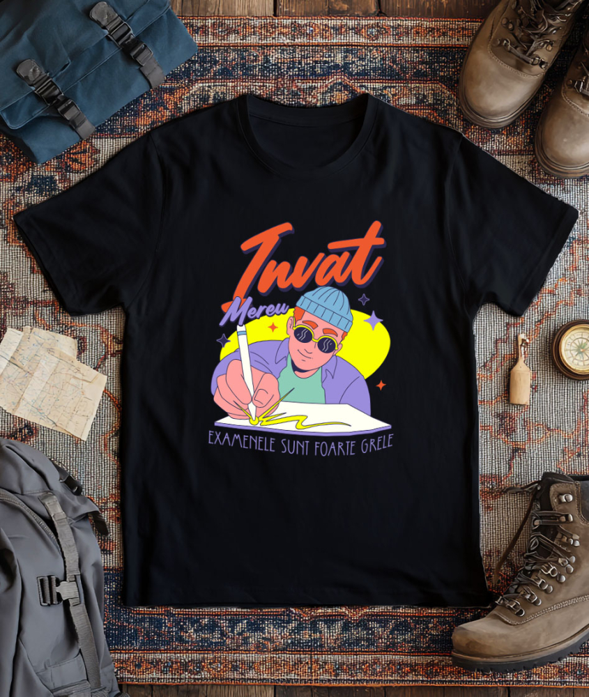 Tricou Femei, Barbati, Copii, Fata, Baiat, Unisex Personalizat Tricou Personalizat Băiat Hip Hop – "Învăț Mereu, Examenele Sunt Foarte Grele" | Cadou pentru Studenți și Iubitori de Educație [3]