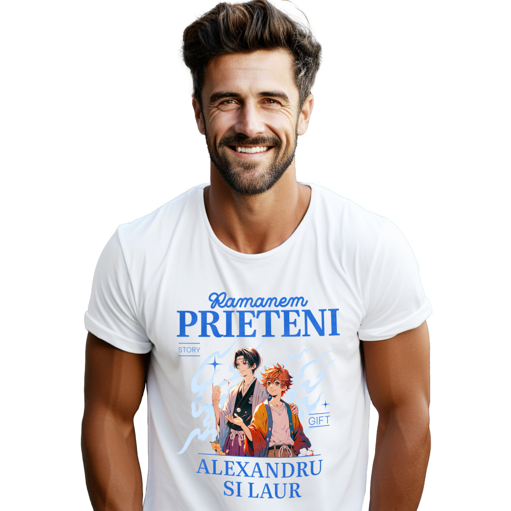Tricou Femei, Barbati, Copii, Fata, Baiat, Unisex Personalizat Cadouri personalizate pentru băieți – Portret anime pentru Alexandru și Laur [1]