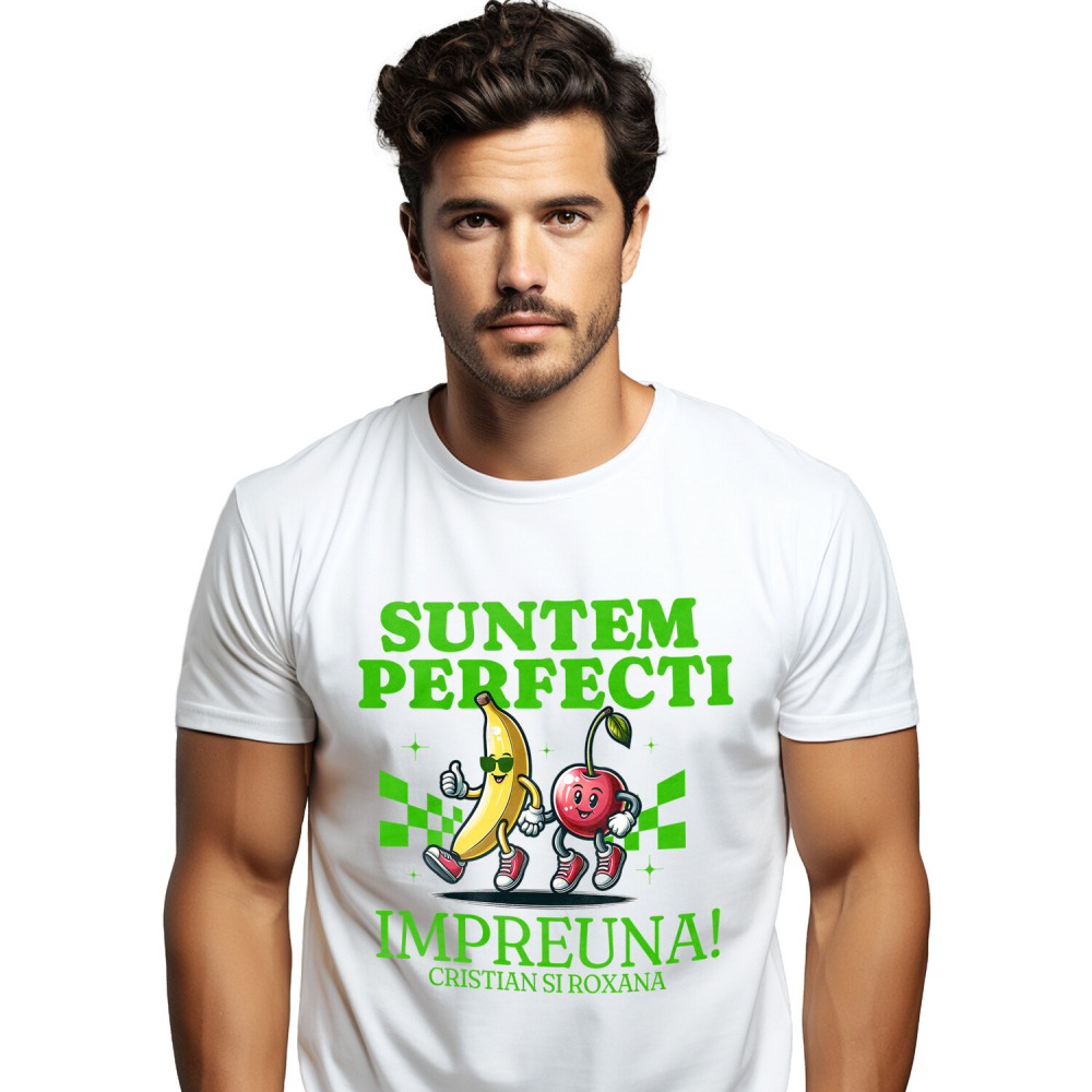 Tricou Femei, Barbati, Copii, Fata, Baiat, Unisex Personalizat Cadouri personalizate pentru cupluri – Banana și mărul pe ringul de dans cu Cristian și Roxana [1]
