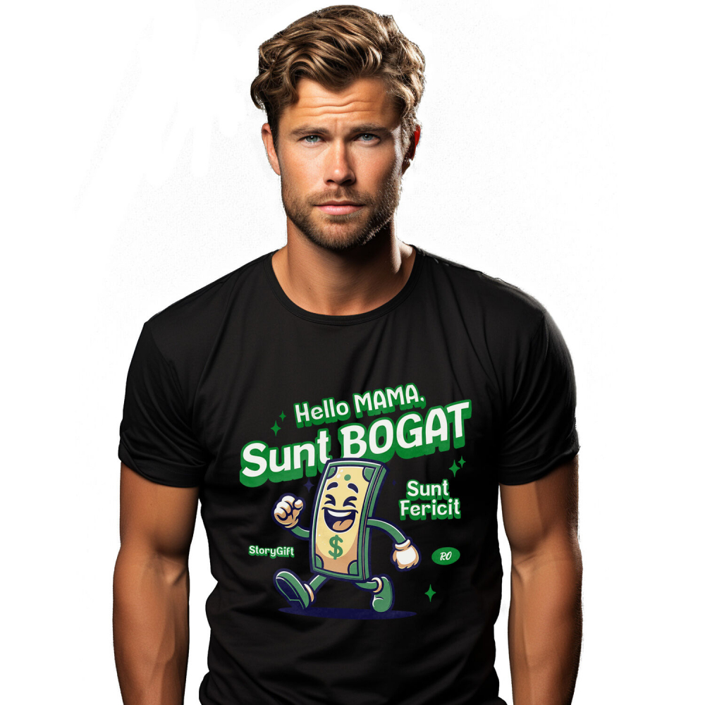 Tricou Femei, Barbati, Copii, Fata, Baiat, Unisex Personalizat Bancnota Verde Dolar Vesela - Cadou Personalizat Haios pentru Familie și Prieteni [1]