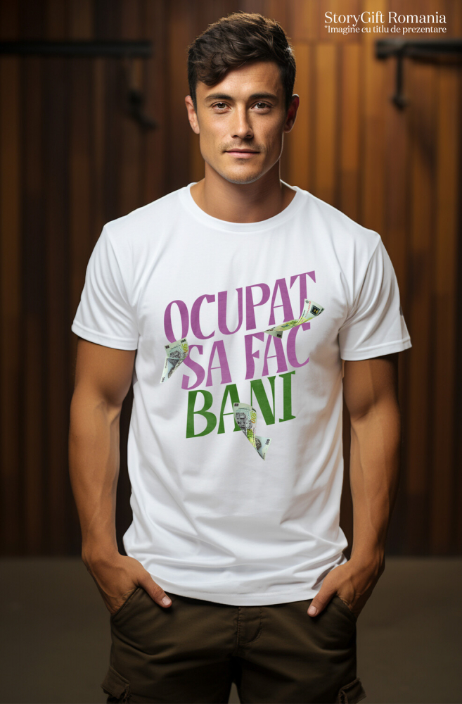 Tricou Femei, Barbati, Copii, Fata, Baiat, Unisex Personalizat Bancnota 500 Lei în Zbor – „Sunt Ocupat Să Fac Bani” – Cadou Personalizat pentru Familie, Tati, Copii, Prieteni [2]