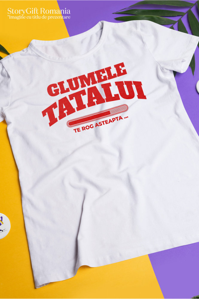 Tricou Femei, Barbati, Copii, Fata, Baiat, Unisex Personalizat Bara De Încarcare Personalizată „Glumele Tatalui Te Rog Asteapta” – Cadou Amuzant Pentru Tata [3]