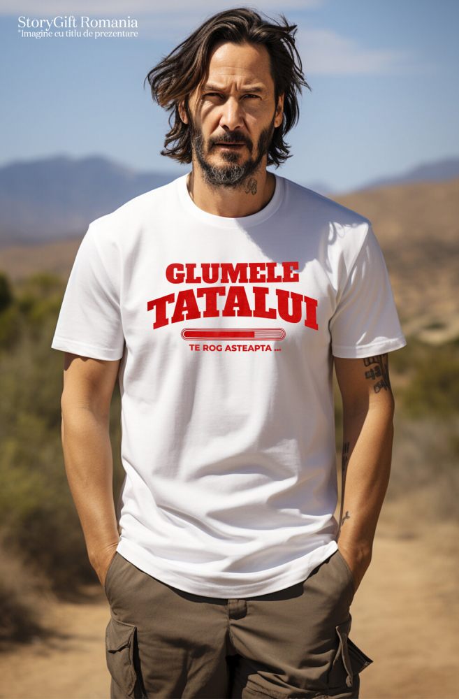 Tricou Femei, Barbati, Copii, Fata, Baiat, Unisex Personalizat Bara De Încarcare Personalizată „Glumele Tatalui Te Rog Asteapta” – Cadou Amuzant Pentru Tata [2]