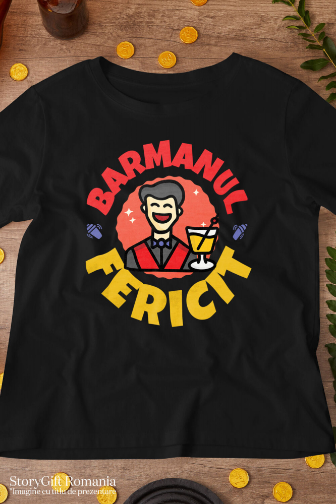Tricou Femei, Barbati, Copii, Fata, Baiat, Unisex Personalizat Bărbat Vesel cu Pahar – Animație Haioasă Horeca [3]