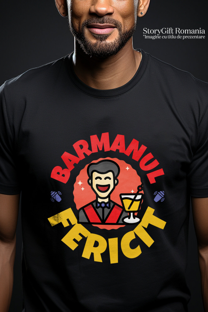 Tricou Femei, Barbati, Copii, Fata, Baiat, Unisex Personalizat Bărbat Vesel cu Pahar – Animație Haioasă Horeca [2]