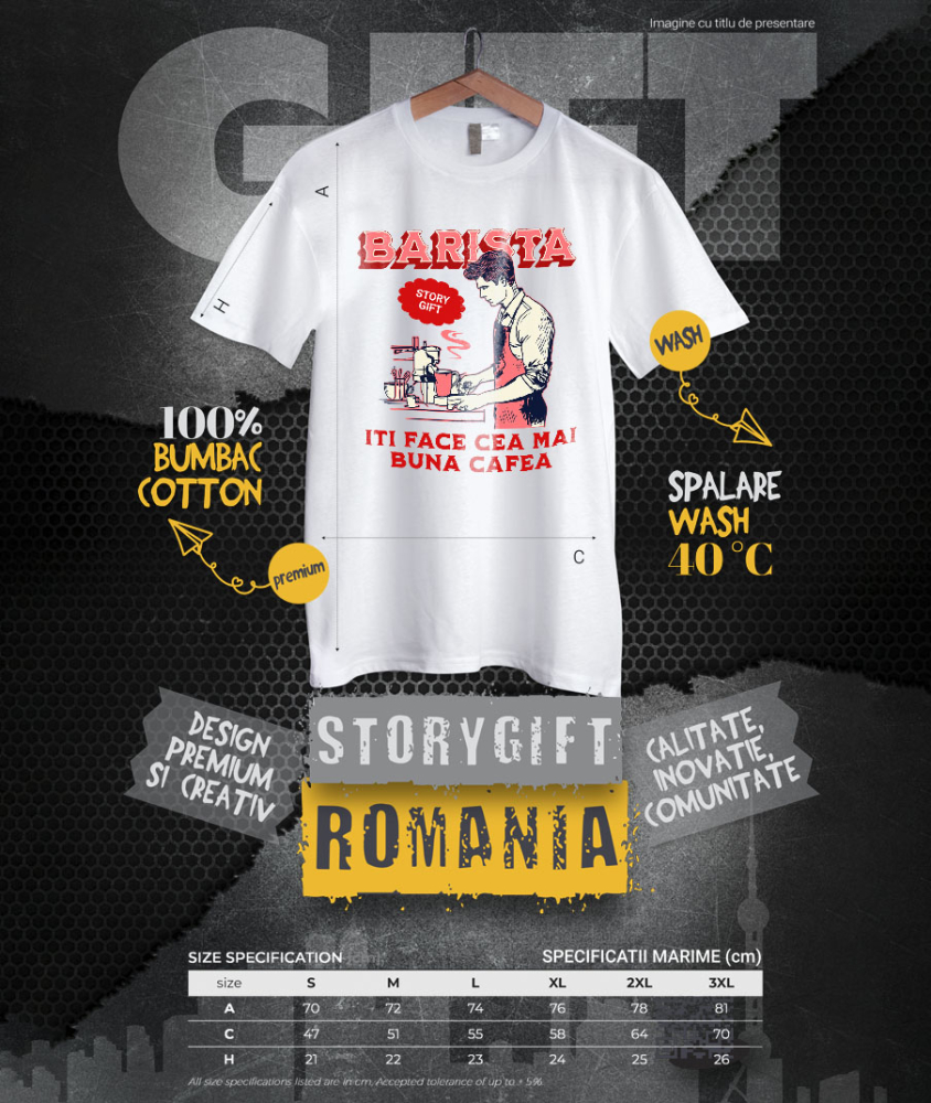 Tricou Femei, Barbati, Copii, Fata, Baiat, Unisex Personalizat Bărbat Barista – Pasiune pentru Cafea și Meseria Perfectă [4]