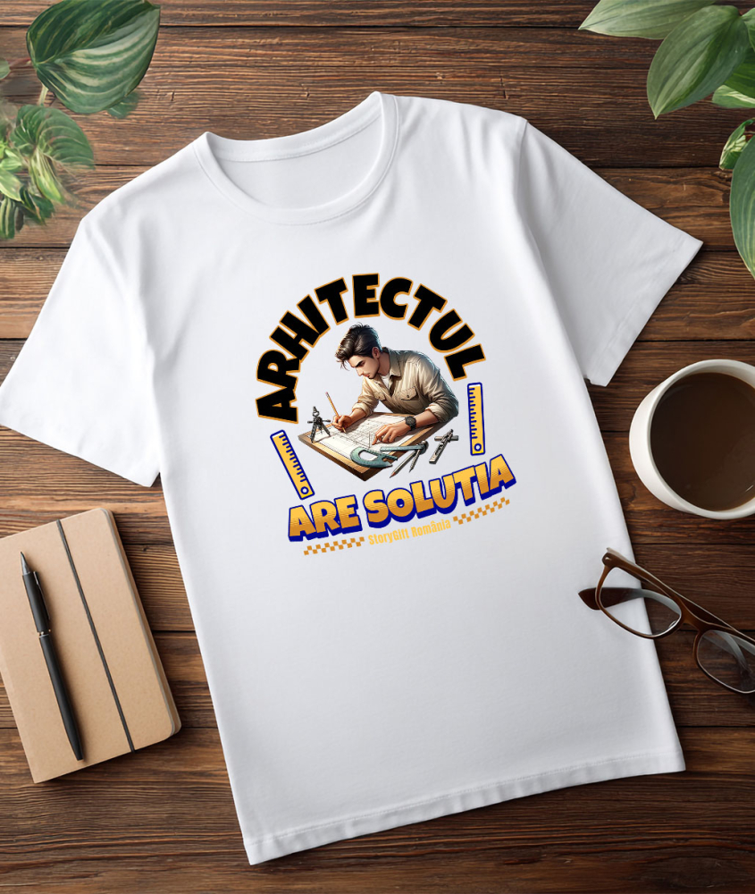 Tricou Femei, Barbati, Copii, Fata, Baiat, Unisex Personalizat Bărbat Arhitect cu Schițe – Cadou Personalizat pentru Pasionații de Design și Cadastru [3]