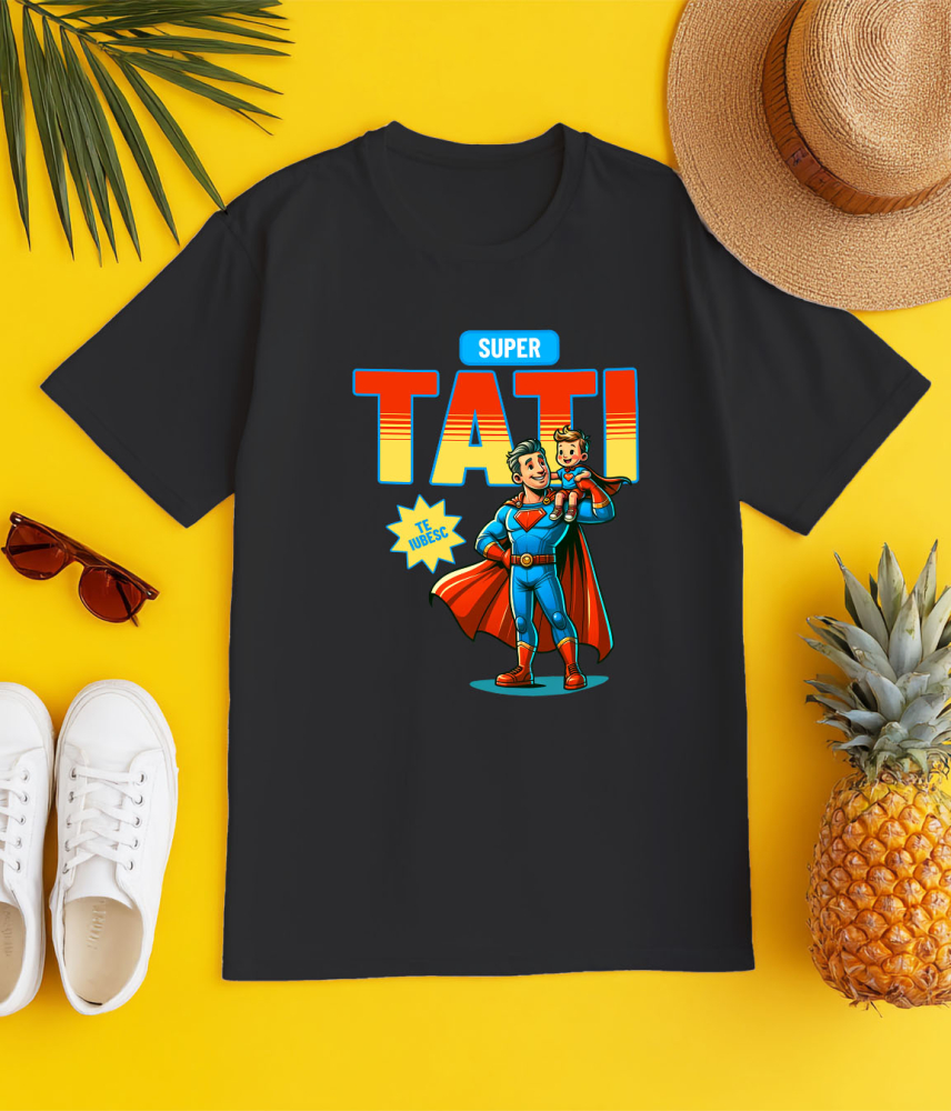 Tricou Femei, Barbati, Copii, Fata, Baiat, Unisex Personalizat Cadouri Personalizate Tata și Copii | Costum Superman, Eroul Meu, Iubire și Dragoste [3]