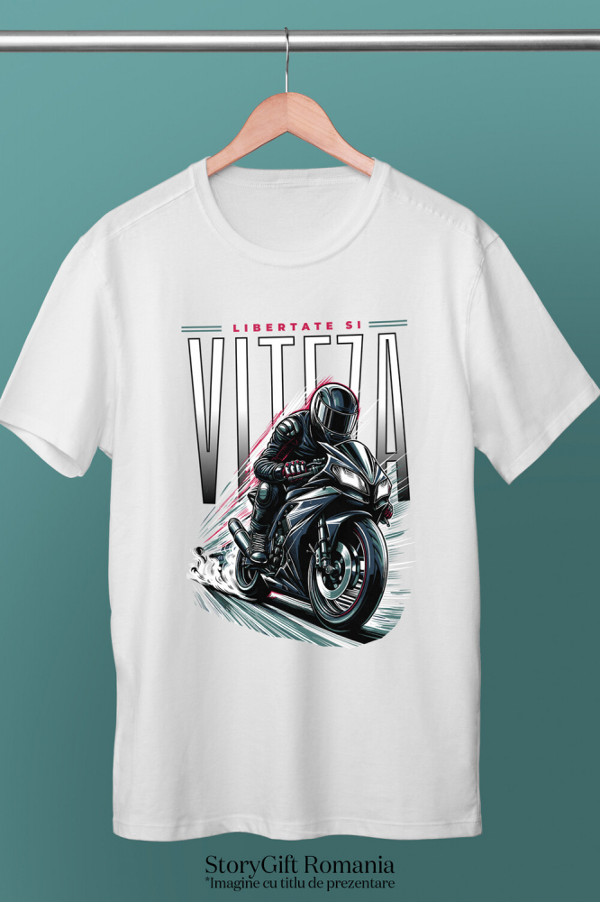 Tricou Femei, Barbati, Copii, Fata, Baiat, Unisex Personalizat Bărbat Motociclist – Echipament Complet, Viteză și Libertate [3]