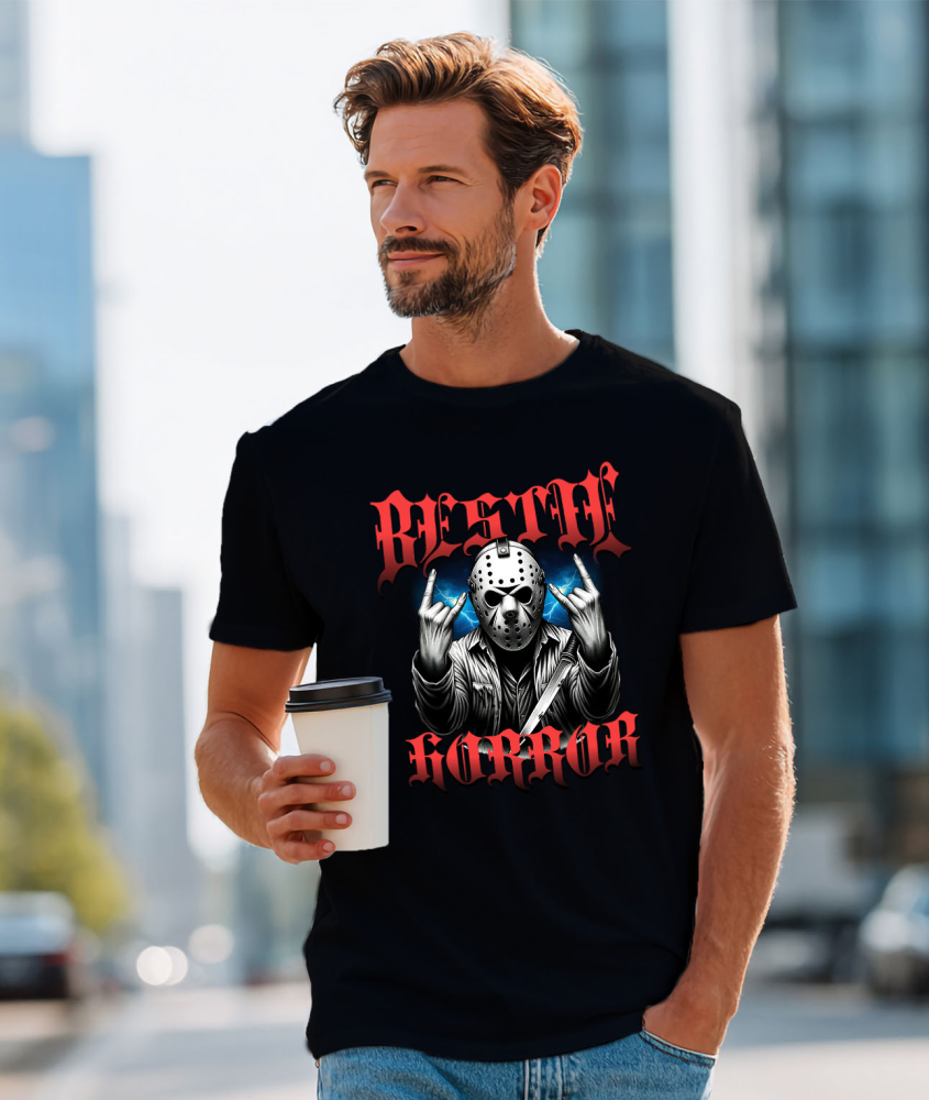 Tricou Femei, Barbati, Copii, Fata, Baiat, Unisex Personalizat Bărbat cu Masca Înfricoșătoare și Cuțit | Bestie Horror Halloween | Cadouri Personalizate pentru Petrecerea de Halloween [2]