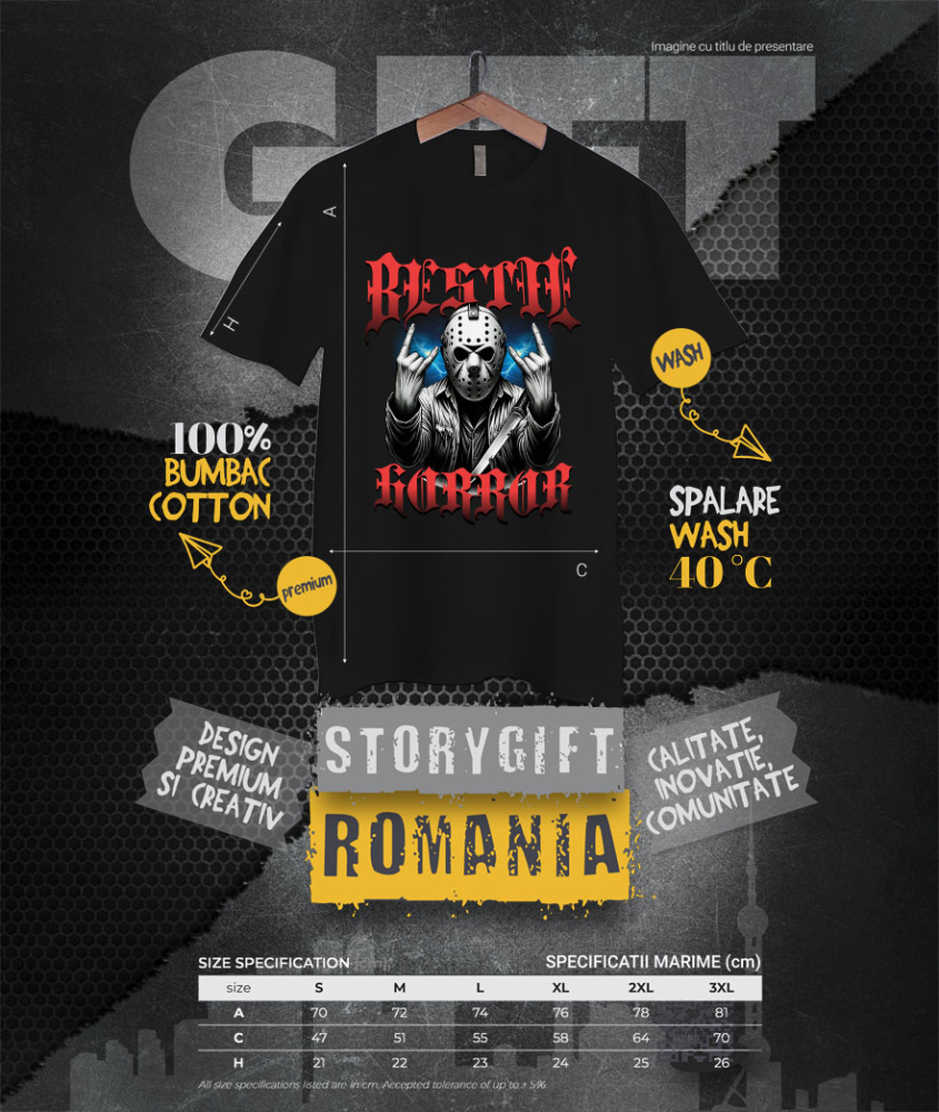 Tricou Femei, Barbati, Copii, Fata, Baiat, Unisex Personalizat Bărbat cu Masca Înfricoșătoare și Cuțit | Bestie Horror Halloween | Cadouri Personalizate pentru Petrecerea de Halloween [4]