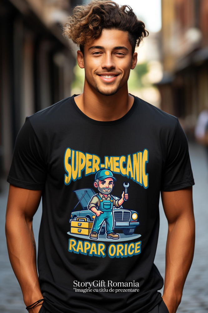 Tricou Femei, Barbati, Copii, Fata, Baiat, Unisex Personalizat Mecanic Auto în Acțiune – Cadou Personalizat pentru Pasionații de Mașini și Reparații [2]