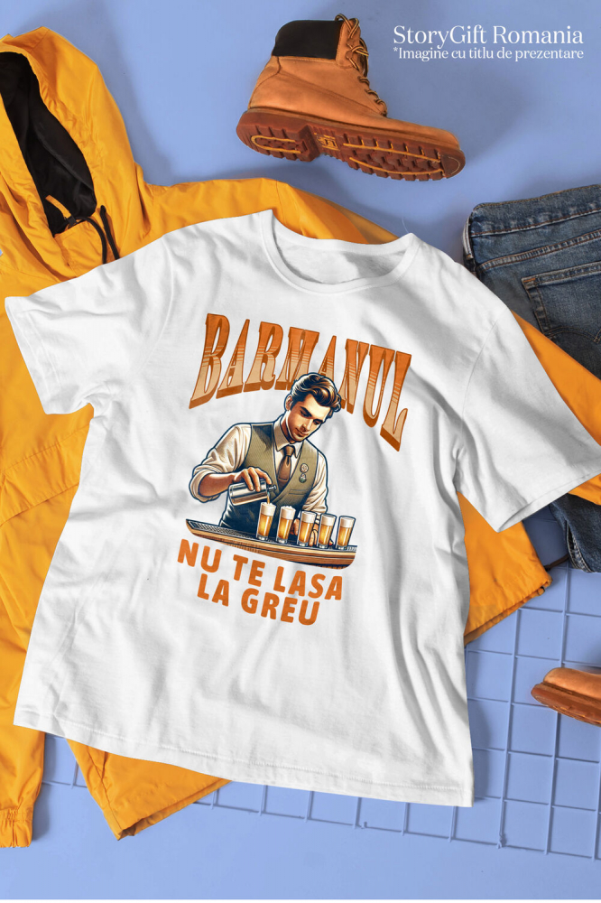 Tricou Femei, Barbati, Copii, Fata, Baiat, Unisex Personalizat Bărbat cu Vestă și Cravată, Shoturi de Alcool – Cadou Horeca [3]