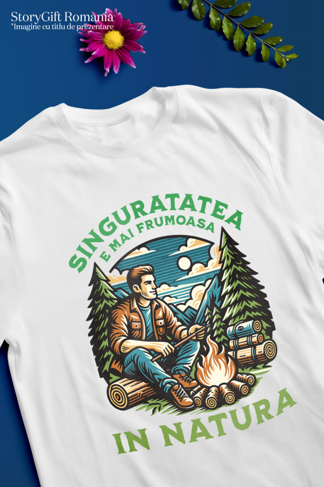 Tricou Femei, Barbati, Copii, Fata, Baiat, Unisex Personalizat "Foc de Tabără în Pădure – Aventura Singurătății în Natură" [3]
