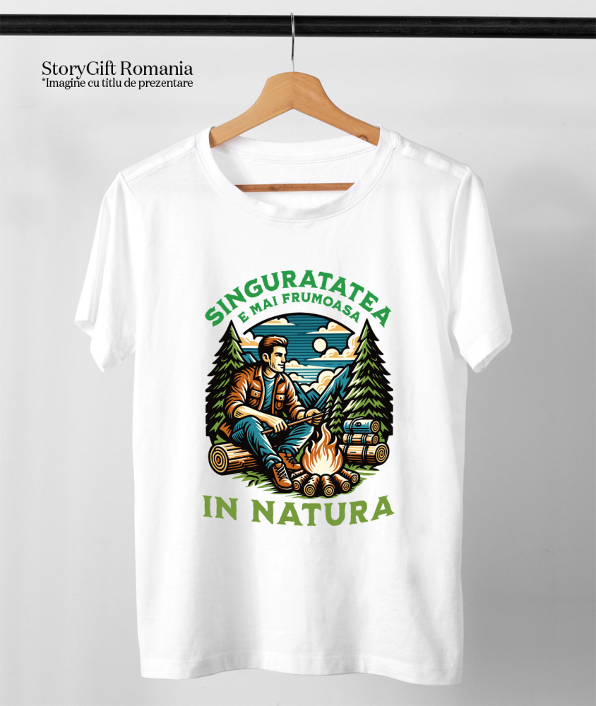 Tricou Femei, Barbati, Copii, Fata, Baiat, Unisex Personalizat "Foc de Tabără în Pădure – Aventura Singurătății în Natură" [3]