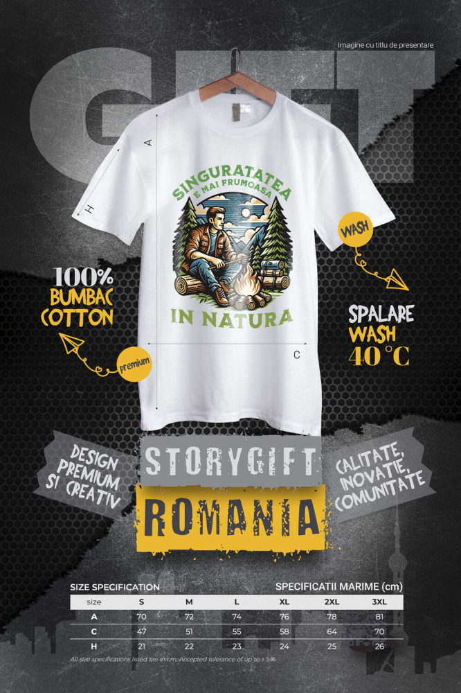 Tricou Femei, Barbati, Copii, Fata, Baiat, Unisex Personalizat "Foc de Tabără în Pădure – Aventura Singurătății în Natură" [4]