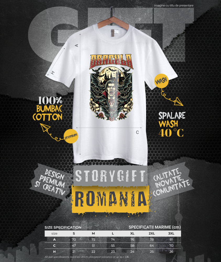 Tricou Femei, Barbati, Copii, Fata, Baiat, Unisex Personalizat Bărbat Horror Cu Colți Vampir - Costum Halloween Dracula și Castel Tematic [4]