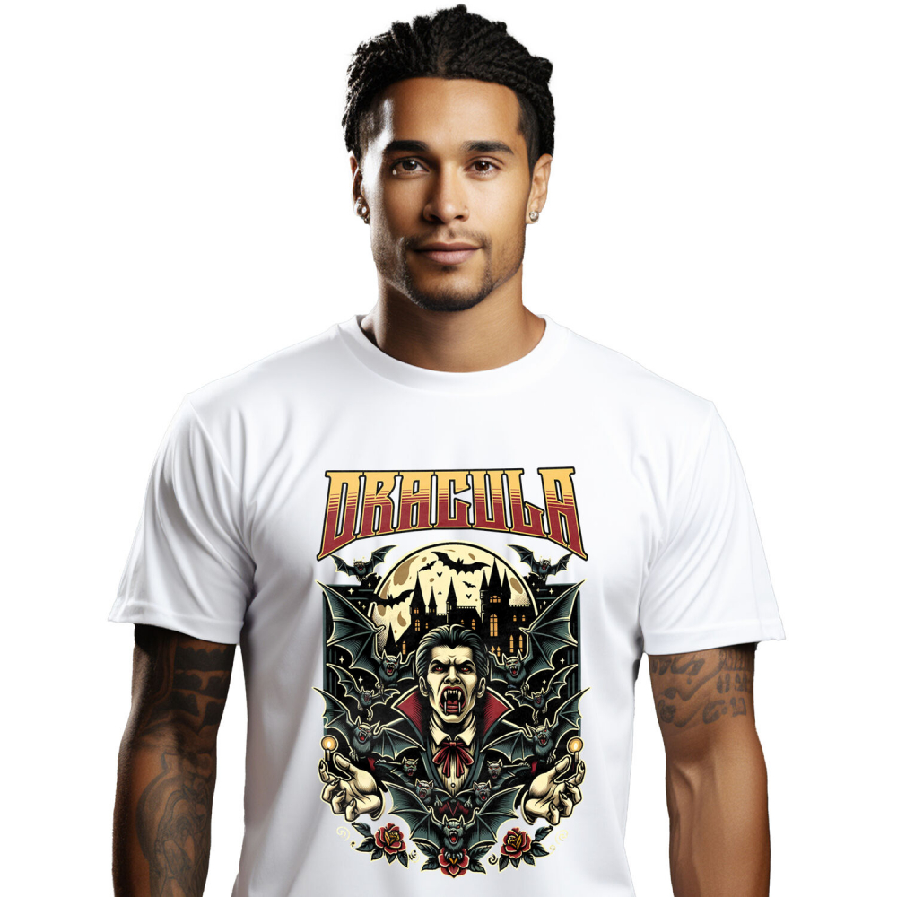 Tricou Femei, Barbati, Copii, Fata, Baiat, Unisex Personalizat Bărbat Horror Cu Colți Vampir - Costum Halloween Dracula și Castel Tematic [1]