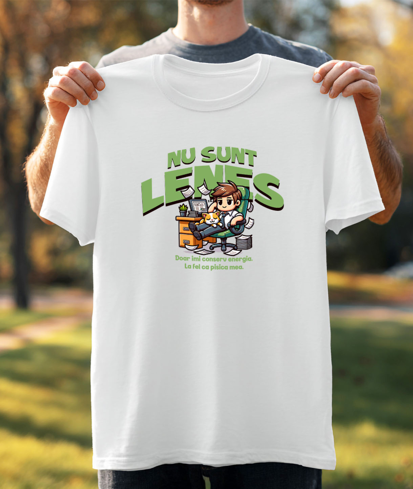 Tricou Femei, Barbati, Copii, Fata, Baiat, Unisex Personalizat Bărbat Elegant în Costum cu Pisică „Nu Sunt Leneș, Doar Îmi Conserv Energia” - Cadou Haios [3]
