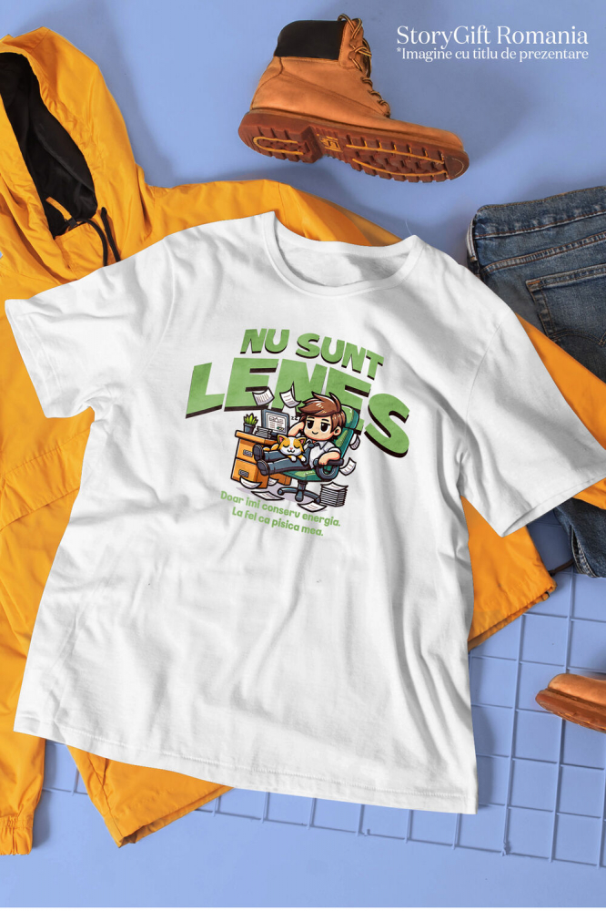 Tricou Femei, Barbati, Copii, Fata, Baiat, Unisex Personalizat Bărbat Elegant în Costum cu Pisică „Nu Sunt Leneș, Doar Îmi Conserv Energia” - Cadou Haios [3]