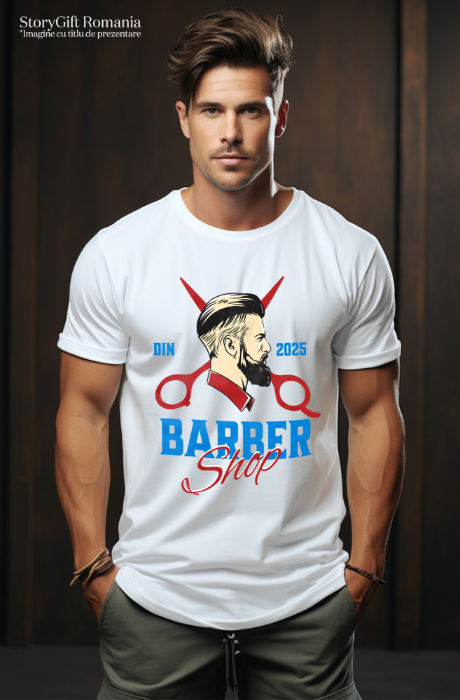 Tricou Femei, Barbati, Copii, Fata, Baiat, Unisex Personalizat Bărbat Profil Uman – Instrumente Frizerie, Barber Shop, Pasiune pentru Meserie [2]