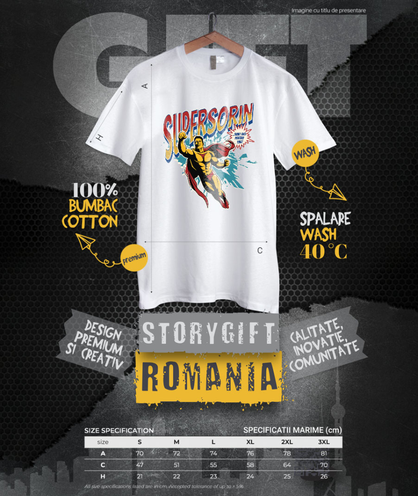 Tricou Femei, Barbati, Copii, Fata, Baiat, Unisex Personalizat Bărbat Puternic În Zbor Super Erou – Cadou Personalizat „Super Sorin Sunt Aici Pentru Tine” [4]