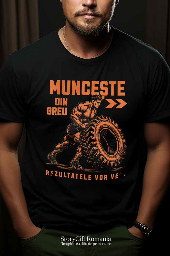 Tricou Femei, Barbati, Copii, Fata, Baiat, Unisex Personalizat : Bărbat Puternic – Design Motivațional pentru Sala de Sport și Fitness [2]