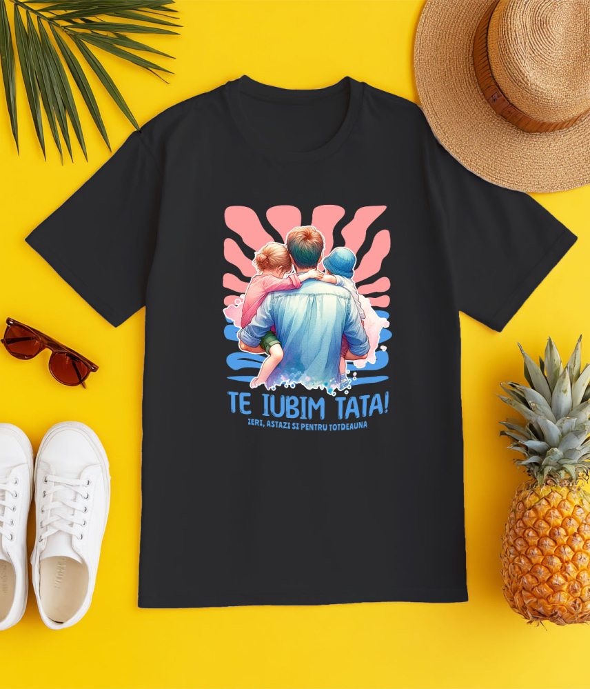 Tricou Femei, Barbati, Copii, Fata, Baiat, Unisex Personalizat Cadouri Personalizate Tata și Fiul | Portret Unic, Tatal Este Mereu Familie [3]