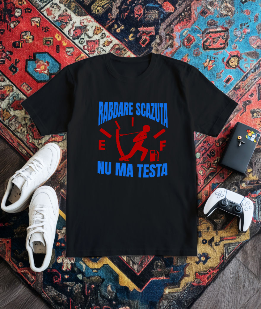 Tricou Femei, Barbati, Copii, Fata, Baiat, Unisex Personalizat Semn Bord – Bărbat Tragând Sfoara la Nivelul Combustibilului Scăzut [3]