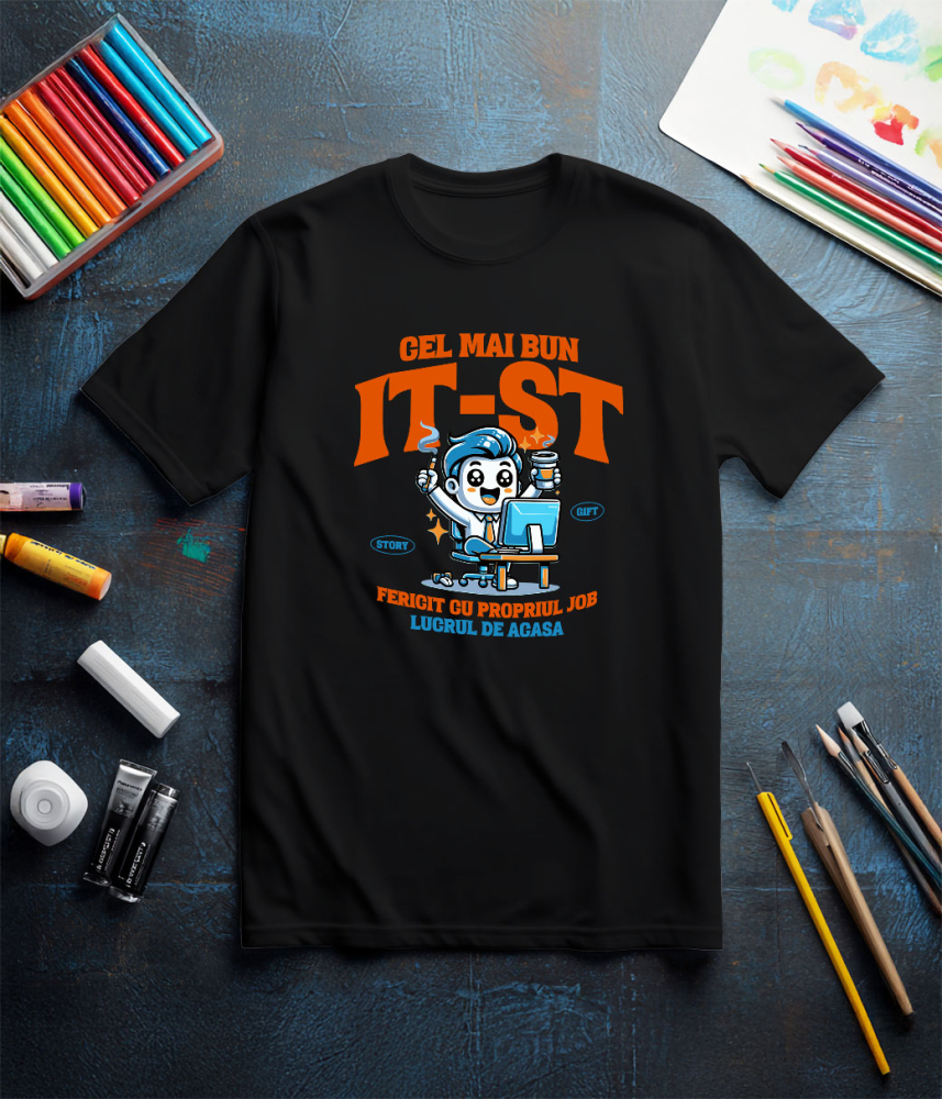 Tricou Femei, Barbati, Copii, Fata, Baiat, Unisex Personalizat Bărbat IT Lucru de Acasă – Design Amuzant pentru Programatori și Freelanceri [3]