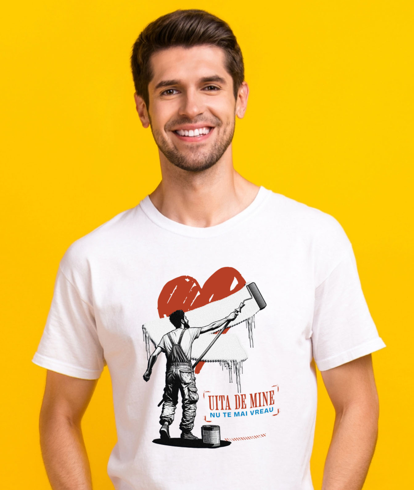 Tricou Femei, Barbati, Copii, Fata, Baiat, Unisex Personalizat Inimă Ștearsă cu Mesaj „Uita de Mine, Nu Te Mai Vreau” – Cadou Personalizat de Valentine's Day [2]
